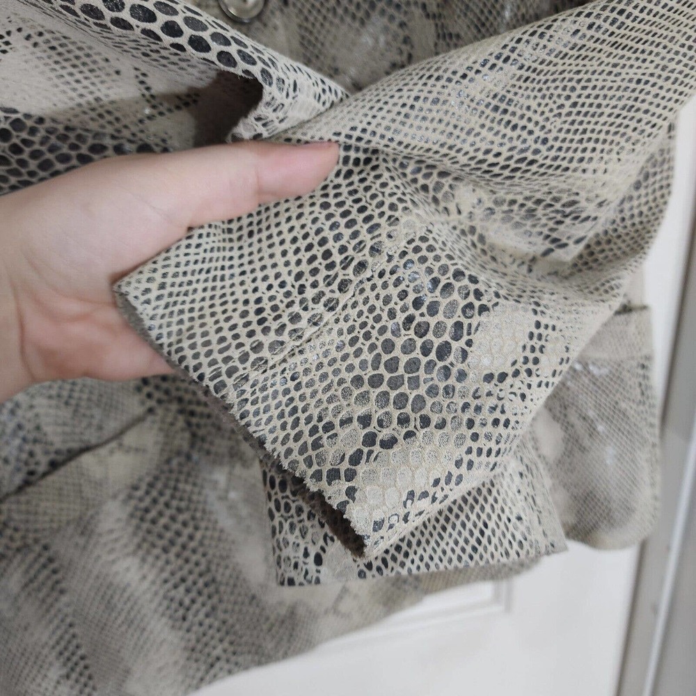 Lucia Womens Jacket Beige Suede Snake Print Vtg 90s Y2K 00s Blazer Coat Size 8 M - Picture 8 of 10